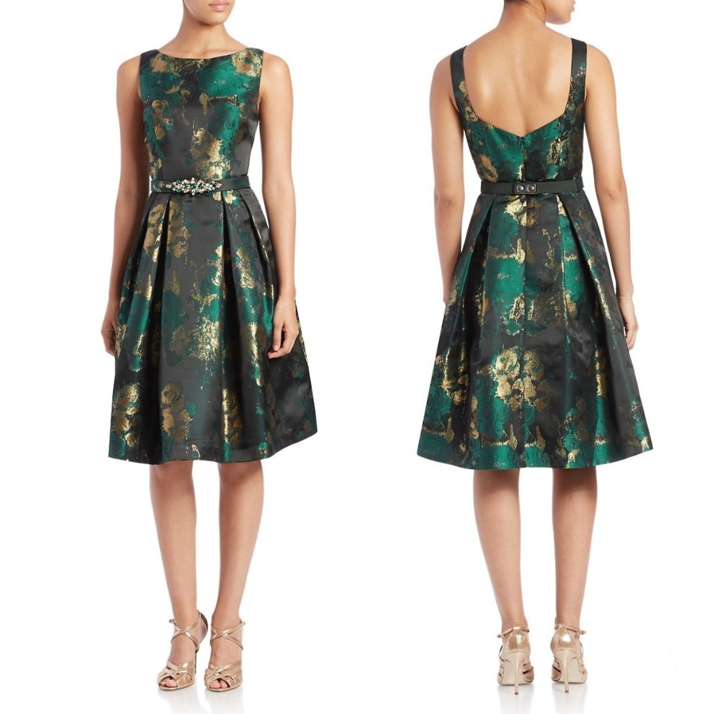Eliza J Metallic Jacquard Fit & Flare Formal Dress